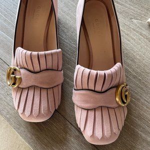 Gucci Crystal Pink Heeled Loafers Pumps